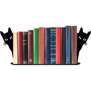 Serre-Livres d&eacute;coratifs Chat Noir, en m&eacute;tal avec Base antid&eacute;rapante, Objets d&eacute;co Originaux pour &eacute;tag&egrave;res, biblioth&egrave;que ou Bureau, Serre-Livres Design