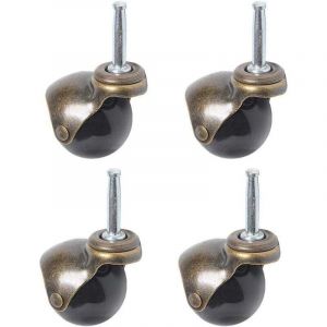 Lot de 4 roulettes pivotantes &agrave; 360 degr&eacute;s en forme de boule, avec plateau sup&eacute;rieur, roulette &agrave; tige filet&eacute;e de 2", roulette &agrave; bille avec tige &agrave;