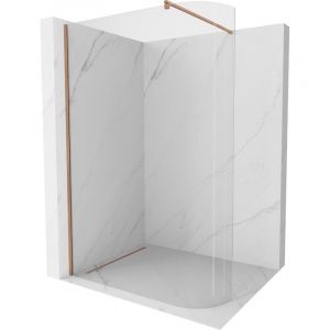 Mexen - Kioto paroi de douche arrondie Walk-in 90 x 200 cm, verre transparent 8 mm, cuivre bross&eacute; - 800-090-101-65-06