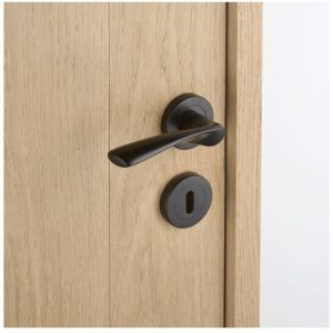 Ensemble de Poign&eacute;es sur Rosaces en Laiton - DCG - Mod&egrave;le Lilas - Noir Brillant - Cl&eacute; L