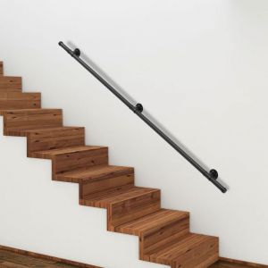 Rampe Escalier Main Courante Rampe d'escalier Antidérapante Métal Acier Galvanisé Fonte pour Intérieur Extérieur 200cm - Swanew