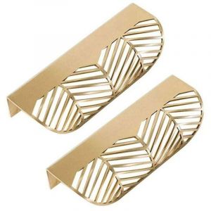ZVD- Promotion Feuille Forme tiroir Poign&eacute;e en laiton Meubles Porte Bouton Pull Cabinet Armoire Poign&eacute;e de porte ( 2PCS)