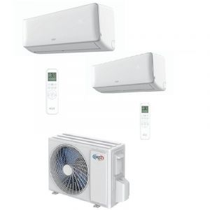 Ensemble climatisation bi-split avec 2 unit&eacute;s 2.5kW et groupe exterieur 14000BTU R32 230V CLIMADESIGN
