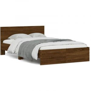 Maison Chic - Cadre de lit avec t&ecirc;te de lit et LED-Structure de lit ch&ecirc;ne marron 140x190 cm 922290