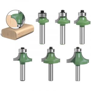 Lot de 6 Fraise Défonceuse à Bois 8 mm, Fraise Quart de Rond avec Tige 8 mm, Fraises pour Défonceuse à Bois, Fraise à Rainurer Arrondi pour le