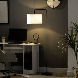 Lampadaire sur pied salon en m&eacute;tal noir moderne avec abat-jour c&acirc;ble de 180 cm 64 x 38 x 163,5 cm noirLampadaire d'ext&eacute;rieur