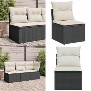 Vidaxl - Chaise de jardin sans accoudoirs avec coussins noir poly rotin - Chaise De Jardin - Canapé Extérieur - Fauteuil De Jardin - Rotin pe