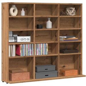 Armoire &agrave; CD-&Eacute;tag&egrave;re range CD-Meuble de rangement ch&ecirc;ne artisanal 100x23x89,5 cm bois d'ing&eacute;nierie 758782