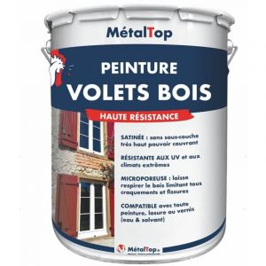 Peinture Volets Bois - Pot 5 L - 6019 - Vert blanc - Metaltop