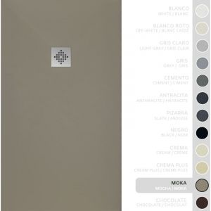 SOULBATH Receveur de Douche -R&eacute;sine -Gel Coat -Texture Lisse/Pierre -Antid&eacute;rapant -Couleur Moka - 60X60- Extra plat 3cm. Bonde de Vidage incluse