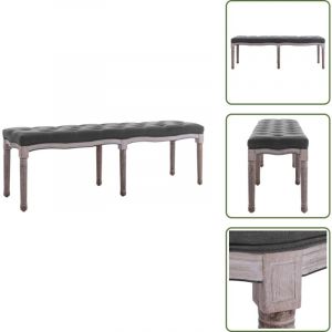 Banc Lin Bois solide 150x40x48 cm Gris fonc&eacute; - Banc Coffre - Banc Design - Banc Tissu - Meuble Rangement - Chaise Assise