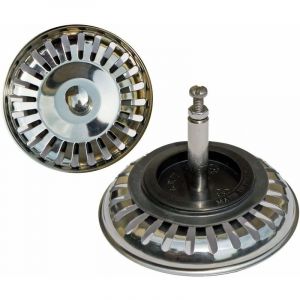 Bonde à panier universelle 7,6 cm (Ø80 mm), pour évier à commande excentrée /Inox