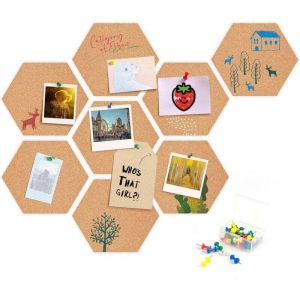 Tableau en li&egrave;ge, 8 tableaux d'affichage en li&egrave;ge autocollant Tableau en li&egrave;ge hexagonal avec punaises - pour accrocher des tableaux, d&eacute;corations