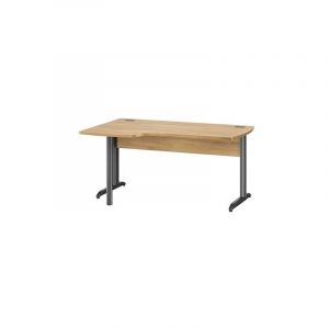 Bureau d'angle compact Jazz l 160 cm retour à gauche piètement métal - Plateau chêne