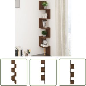 The Living Store - tagère d'angle murale Chêne brun 20x20x127,5cm Bois ingénierie - Étagère Murale - Étagère D'angle - Meuble Mural - Rangement Mural