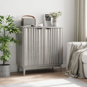 Urban Meuble - Buffet effet bois gris bords rainur&eacute;s 2 portes 80x39x85cm