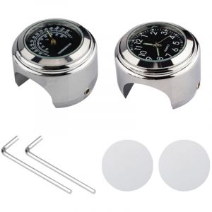 Horloge de guidon universelle pour moto et v&eacute;lo, avec thermom&egrave;tre int&eacute;gr&eacute;, &eacute;tanche, compatible avec les guidons de 22 mm &agrave; 25,4 mm (7/8'' &agrave; 1'').