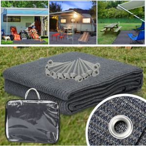 TolleTour Tapis de tente camping, Tapis d'auvent de Camping, Auvent tapis, Tapis de sol pour caravane 200x200CM, Gris