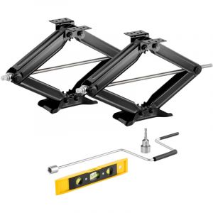 Mophorn Cric Losange Capacit&eacute; 4082 kg Plage de Levage 103-595 mm, Lot de 2 Cric Ciseaux, Stabilisateur pour Camping-car et Caravane, avec Manivelle,