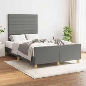 Maison Chic - Cadre de lit sans matelas-Structure de lit gris foncé 120x190 cm tissu 449679