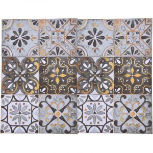 TONYSA Lot de 2 autocollants pour carrelage autocollants d&eacute;coratifs en c&eacute;ramique imperm&eacute;ables style vintage r&eacute;tro pour cuisine salle de bain gris