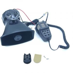 Sir&egrave;ne de Voiture 7 Tons 12V 100W Sir&egrave;ne de Police Amplificateur Alarme Voiture avec Micro, Klaxon de V&eacute;hicule Circulation Moto Pompiers Ambulance