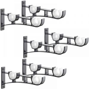 6Pièces Tringle à Rideau en métal Robuste, Support de Tringle à Rideaux, Double Tringle à Rideau Pole Holder, Support Rideau, Support de Tringle à