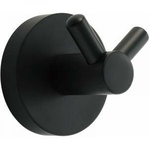 Noir Crochet Mural Acier inox Pat&egrave;re Murale Double Ronde Patere Porte Manteau Installation &agrave; Vis Crochet de Manteau pour Cuisine, Salon et Bureau