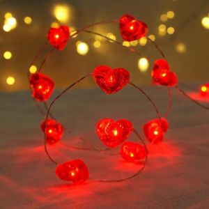 Guirlande Lumineuse LED en Forme de C&oelig;ur, 3 M&egrave;tres LED Guirlande Coeur Rouge avec 30 Ampoule, Guirlande Lumineuse Int&eacute;rieur Ext&eacute;rieur D&eacute;coration