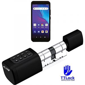 Cylindre/Serrure &eacute;lectronique D1/ IP65 KLOSE Acc&egrave;s:badge,empreinte digit,clavier,cl&eacute; et T&eacute;l: EKey TTLock/portes jusqu'&agrave; 90 mm Noir