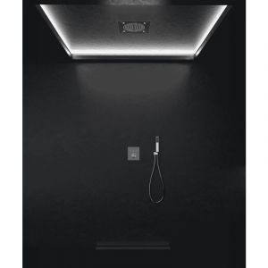 Kroos &reg; - Pack douche thermostatique avec pommeau pluie led encastr&eacute; plafond Chrom&eacute; - Sirius