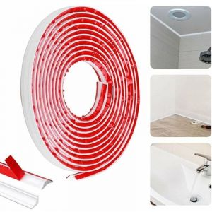 Moulure Autocollante Flexible 5m Moulage en Quart de Rond Étanche Quart de Rond PVC Adhesif Quart de Rond PVC Blanc Quart de Rond Plastique Quadrant