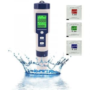 Ph-m&egrave;tre Testeur ph Electronique, Testeur Eau Piscine 5 en 1 avec R&eacute;tro-&eacute;clairage, PH/TDS/EC/Salinit&eacute;/Tempm&egrave;Tre avec atc, ph Metre Haute Pr&eacute;cision de
