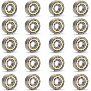 Largeight - 20pcs 608 zz Bearings, 608 zz Metal Double Shielded Ball Bearings, ABEC-7 Miniature Deep Groove Ball Bearings for 3D Printer (8mm x 22mm