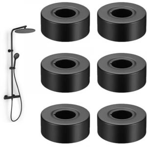 Largeight - Mitigeur Douche, 30mm Rosace Robinet Noire, 6 Pièces Acier Inoxydable Rosace Radiateur, Rosettes pour Tuyau de Chauffage, Cache Tuyau
