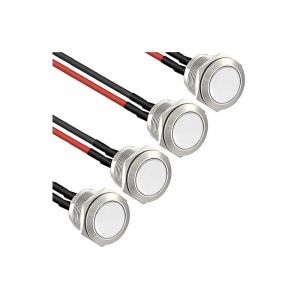 Ahlsen 4× 16mm Momentané Bouton-Poussoir Étanche en Acier Inoxydable Bouton-Poussoir, boutons de sonnette 12V 2A 250V， pour voiture, PC, lampe de
