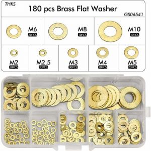 180pcs Rondelle Plate, Joint Rondelle Plate en Laiton Assortiment, M2 M2.5 M3 M4 M5 M6 M8 M10 Rondelle Plate pour L'&eacute;tanch&eacute;it&eacute; des Vis Bagues