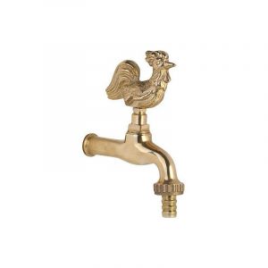 Banyo - Robinet arrosage `Coq` en laiton sans rosace, raccord flexible racord mural 1/2'
