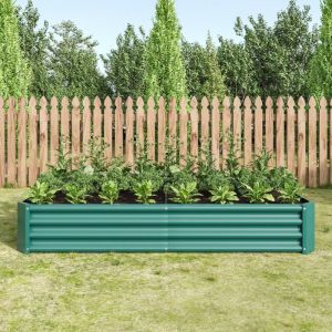 Carré potager surélevé, jardinière surélevée en métal, 180x90x30 cm, en tôle d'acier ondulée, sans fond, pour cultiver légumes et fleurs – Vert
