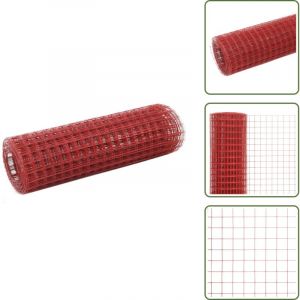 Grillage Acier avec rev&ecirc;tement en pvc 10x0,5 m Rouge - Cl&ocirc;ture Rigide - Grillage M&eacute;tal - Cl&ocirc;ture Jardin - Protection Animal - Voli&egrave;re