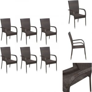 Vidaxl - Chaises empilables d'extérieur lot de 6 Résine tressée Marron - Chaise De Jardin - Meubles De Jardin - Mobilier De Jardin - Chaise Empilable