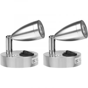 2 2x 3W 12V Lampe 12v Camping Car, led Lampe de Lecture pour Bateau Caravane Voiture, avec son Propre Interrupteur, Lumi&egrave;re Blanche Chaude, 3000K,