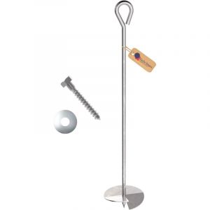 Lot de 4 Ancre &agrave; enfoncer galvanis&eacute; &agrave; chaud &Oslash;100 x 500 mm &ndash; platine bois pied poteau cl&ocirc;ture ancre de scellement robuste &ndash; GeZu Impex