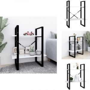 Bibliothèque à 2 niveaux Blanc 60x30x70 cm bois d'ingénierie - Bibliothèque Industrielle - Bibliothèque Blanche - Étagère Rangement - Meuble Design