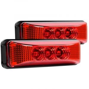 Lot de 2 feux de gabarit lat&eacute;raux avant et arri&egrave;re &agrave; 3 LED rouges pour camion et remorque, 3,9 pouces, feux de gabarit, feux de roche, &eacute;tanches,
