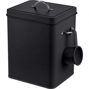 Bo&icirc;te &agrave; lessive Relaxdays 6 L, m&eacute;tal, avec cuill&egrave;re doseuse, design r&eacute;tro, couvercle, noir