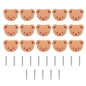 15 Boutons de Meubles, Tiroir en Bois, Placard Ours pour Enfants, Commode, Tiroirs, Cuisine