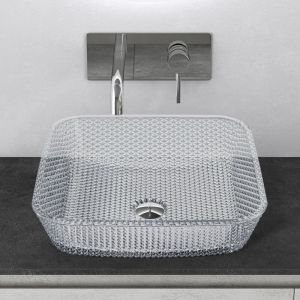 Mai&mai - Vasque &agrave; Poser Carr&eacute;e en Verre sans Robinet Lave-Mains Lavabo en Verre Transparent pour Salle de Bain wc d'Invit&eacute;s 40x40x11 cm Min03