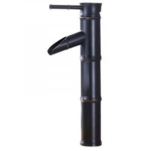 Mitigeur lavabo cascade, robinet lavabo monotrou, robinet salle de bain, design imitation bambou bronze noir