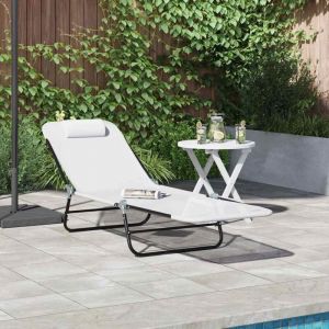 Torana - Chaise longue pliante Crème 182 x 55 x 85,5 cm Textilène